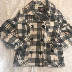 Super stylish plaid pea coat